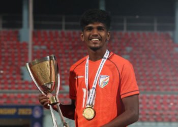 LiFFA യുടെ എബിൻദാസ് യേശുദാസൻ അംഗമായ ടീം ഇന്ത്യ U-19 SAFF CUP-2023 ചാമ്പ്യന്മാർ.