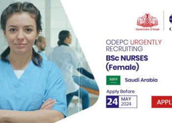 സൗദി ആരോഗ്യമന്ത്രാലയത്തിലെ വനിതാ നഴ്സുമാരുടെ ഒഴിവിലേക്ക് ഒഡെപെക് വഴി റിക്രൂട്ടു നടത്തുന്നു