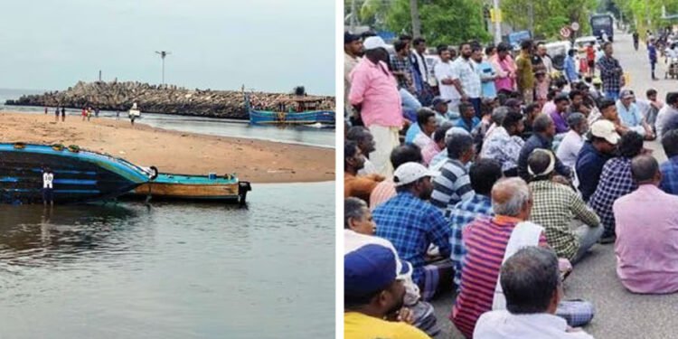 മണൽത്തിട്ടയിൽ വള്ളങ്ങൾ കുടുങ്ങി, മുതലപ്പൊഴിയിൽ മീൻപിടിത്തം നിലച്ചു; മത്സ്യത്തൊഴിലാളികൾ സമരത്തിലേക്ക്