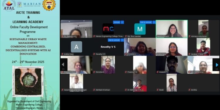 മരിയൻ എഞ്ചിനീയറിംഗ് കോളേജിൽ AICTEയുടെ ധനസഹായത്തോടെ ദേശീയതലത്തിൽ ഓൺലൈൻ വർക്ക്ഷോപ്പ് നടന്നു