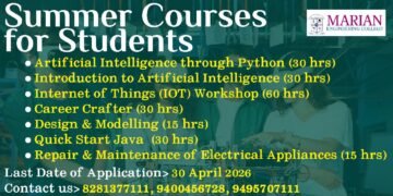 മരിയൻ എഞ്ചിനീയറിംഗ് കോളേജിൽ വിദ്യാർത്ഥികൾക്കായി അവധിക്കാല കോഴ്സുകളിലേക്ക് അപേക്ഷ ക്ഷണിക്കുന്നു